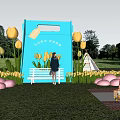 Tulip Flower Pushcard Point Shopping Mall Romantic Spring US Chen Net Red Pushcard Photo DP Art Device Flower Sea Layout Shopping Bag Activity Festival 3d model