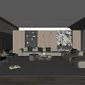 Modern Living Room Interior Design With Sectional Sofa Wooden Bookshelves And Green Plant Wall