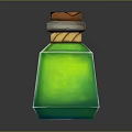 Transparent Green Liquid Bottle With Brown Brick Cap And Shiny Surface 3d model