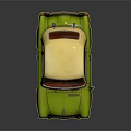 Vintage Green Mini Car with Yellow Roof and Classic Retro Design 3d model