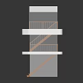 Multi Level Building Structure With Wooden Staircase Layered Platforms Railings And Wooden Floor
