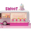 Cute Pink Dessert Truck Photo Spot With Sweet Sign Cake Ice Cream And Macarons