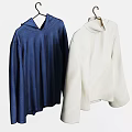 Two Casual Clothes Hanging on Hangers with Blue Hoodie and White Turtleneck