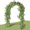 Decorative Garden Archway Adorned With Climbing Vines And Pink Flowers On Green Grass