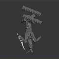 Sci Fi Mechanical Creature With Multiple Robotic Arms Weapons And Metallic Body