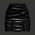 Black Pleated Storage Container With Metallic Lace-Up Design And Textured Surface For Home Decor