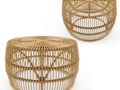 Round Rattan Coffee Tables With Woven Design For Living Room Decor 3d model