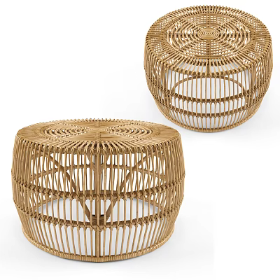 Round Rattan Coffee Tables With Woven Design For Living Room Decor 3d model