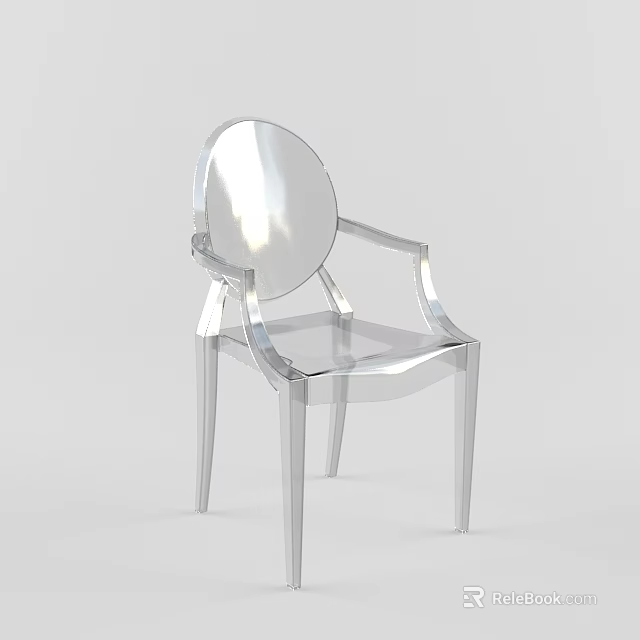 Transparent Modern Armchair With Acrylic Material Clear Legs And Reflective Surface 3d model 