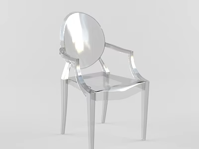 Transparent Modern Armchair With Acrylic Material Clear Legs And Reflective Surface 3d model