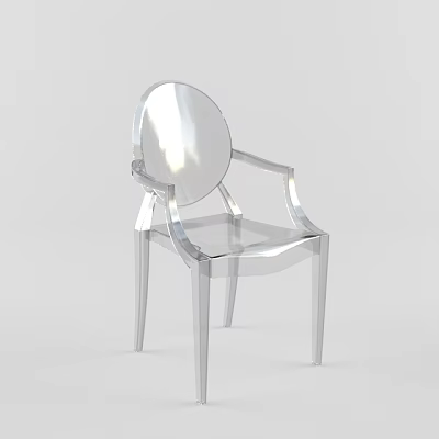 Transparent Modern Armchair With Acrylic Material Clear Legs And Reflective Surface 3d model