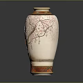 Traditional Painted Vase With Female Figure Cherry Blossom And Gold Accents