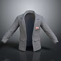 Elegant Gray Men's Blazer With Open Front And Decorative Pocket Accessory