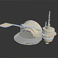 Elegant Modern Golden Architectural Model With Curved Structure Circular Base And Tower