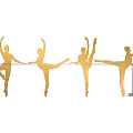 Decorative Golden Ballerina Silhouette Wall Decor With Various Poses On Barre