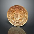 Golden Circular Carved Decorative Object With Traditional Patterns And Central Xi Character