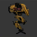 Yellow And Black Mechanical Robot With Multiple Cannons And Legged Structure Design 3d model