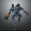 Blue And Gray Robot Character Walking With Yellow Weapon 3D Model Design 3d model