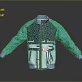 Modern Casual Jacket With Turquoise Black White Color Block Geometric Pattern And Zipper Front Sleeves