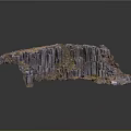 Wooden Stone Rock Landscape with Natural Texture and Green Vegetation Details