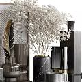Elegant Modern Decorative Ornament Set With Sculptural Figure Vases Dried Flowers Clock And Candle
