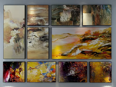 Abstract Paintings Collection Featuring Diverse Colors Textured Strokes And Modern Styles 3d model