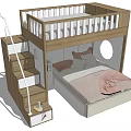 Modern Wooden Bunk Bed With Staircase Lower Bed Mattress Pillows And Storage