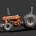 Orange Ford Tractor Functional Agricultural Vehicle with Large Tires and Muddy Platform