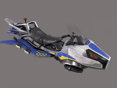 Futuristic Blue And Silver Motorcycle With Streamlined Body And Tail Wings 3d model