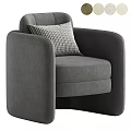 Modern Gray Accent Chair With Armrest And Checkered Decorative Pillow