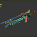 Rocket Propelled Grenade Launcher With Yellow Red Fin Black Body And Grip Design