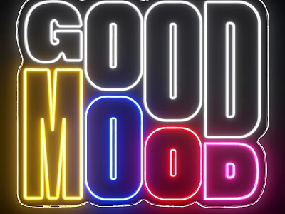 Neon Decorative Light With Good Mood Text In Vibrant Colorful Glow Design 3d model