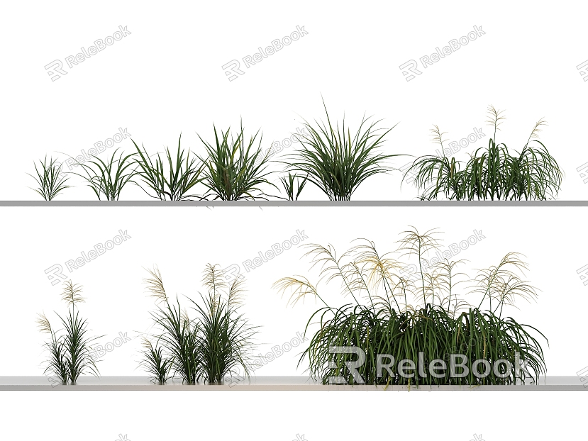 Modern Grass Plant Tree Dry Branch Green Plant model