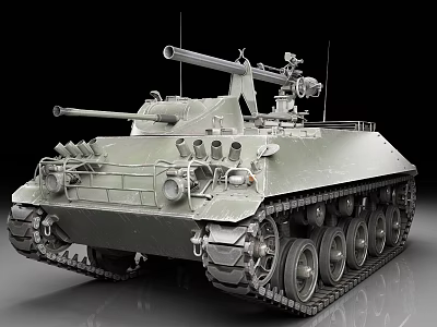Military Armored Tank With Tracks Turret And Detailed Cannon Design 3d model