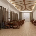 Hotel Mahjong Room with Comfortable Chairs Chess Tables and Decorative Wall Art
