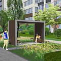 Residential Landscape Design With High Rise Buildings Greenery Pathways And Central Recreational Areas