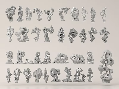 Artistic Stone and Wood Decorative Sculptures With Various Unique Shapes 3d model