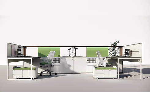 modern office desk chair desk 3d model