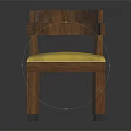 Minimalist Wooden Chair With Yellow Cushion And Curved Armrests Interior Design