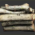 Natural Wooden Logs Stacked With Green Bark And Smooth Cross Sections