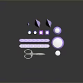 Purple Essential Daily Life Supplies Including Scissors Bottles Tubes And Round Lids