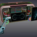Modern Interactive Zone With Robotic Arms Display Screen And Mobile Tech Unit