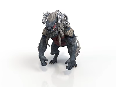 Fantasy Monster Character With Gray Fur Red Eyes And Humanoid Structure 3d model