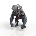 Fantasy Monster Character With Gray Fur Red Eyes And Humanoid Structure