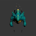 Turquoise Dragon 3D Model Game Movie Character Flying with Yellow Accents and Orange Underbelly