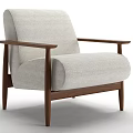 Modern Light Gray Upholstered Accent Chair With Dark Wooden Armrests And Sleek Legs