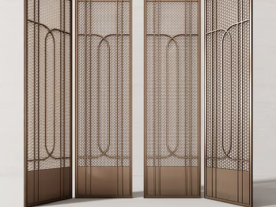 Modern Decorative Metal Screen With Intricate Geometric Laser Cut Patterns For Interior Partition 3d model