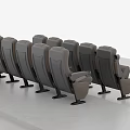 Gray Modern Public Seating With Armrests Arranged In Rows For Public Spaces 3d model