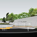Modern Cultural Feature Wall At Art Center With Illuminated Design Trees And Water Features