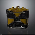 Yellow and Black Electronic Equipment with Metal Casing Cross Design and Handle
